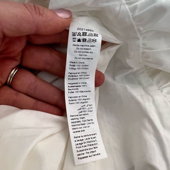 City chic NWT Emily ivory white collared sort sleeve bubble hem belted shirt dre - Picture 11 of 13